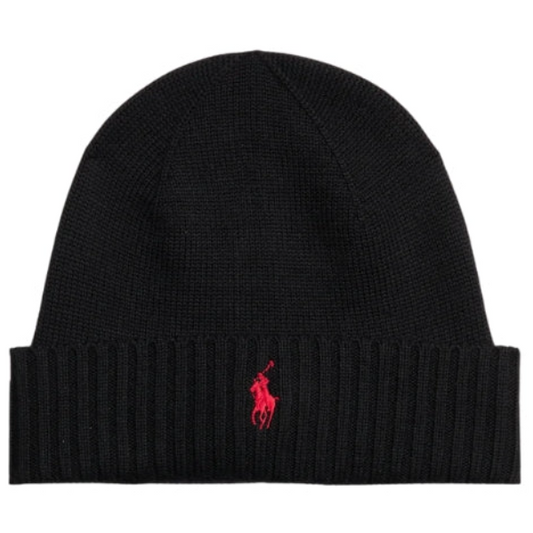 BEANIE BLACK RED
